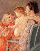 Sara Handing a Toy to the Baby Mary Cassatt